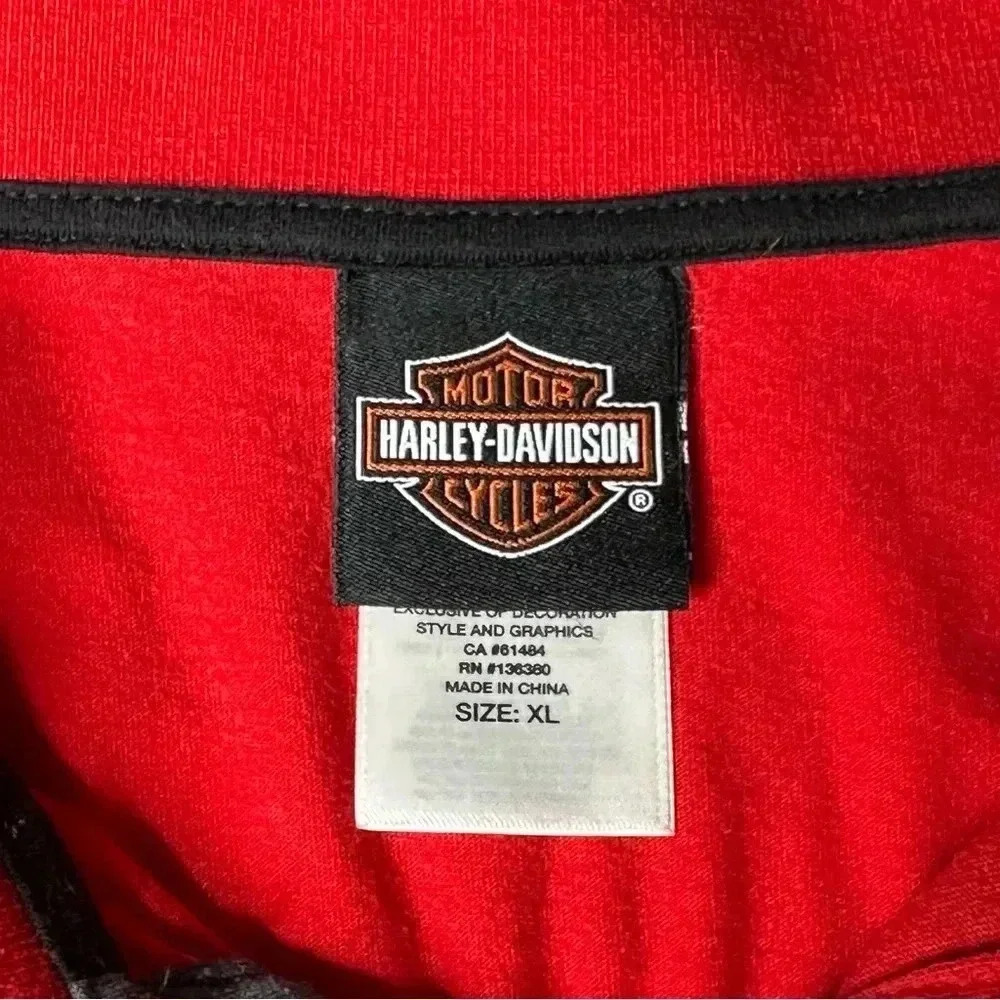 Fanatics Mens Promotional Harley Davidson Shirt XL Red Gray Button Short Sleeved - Picture 6 of 9